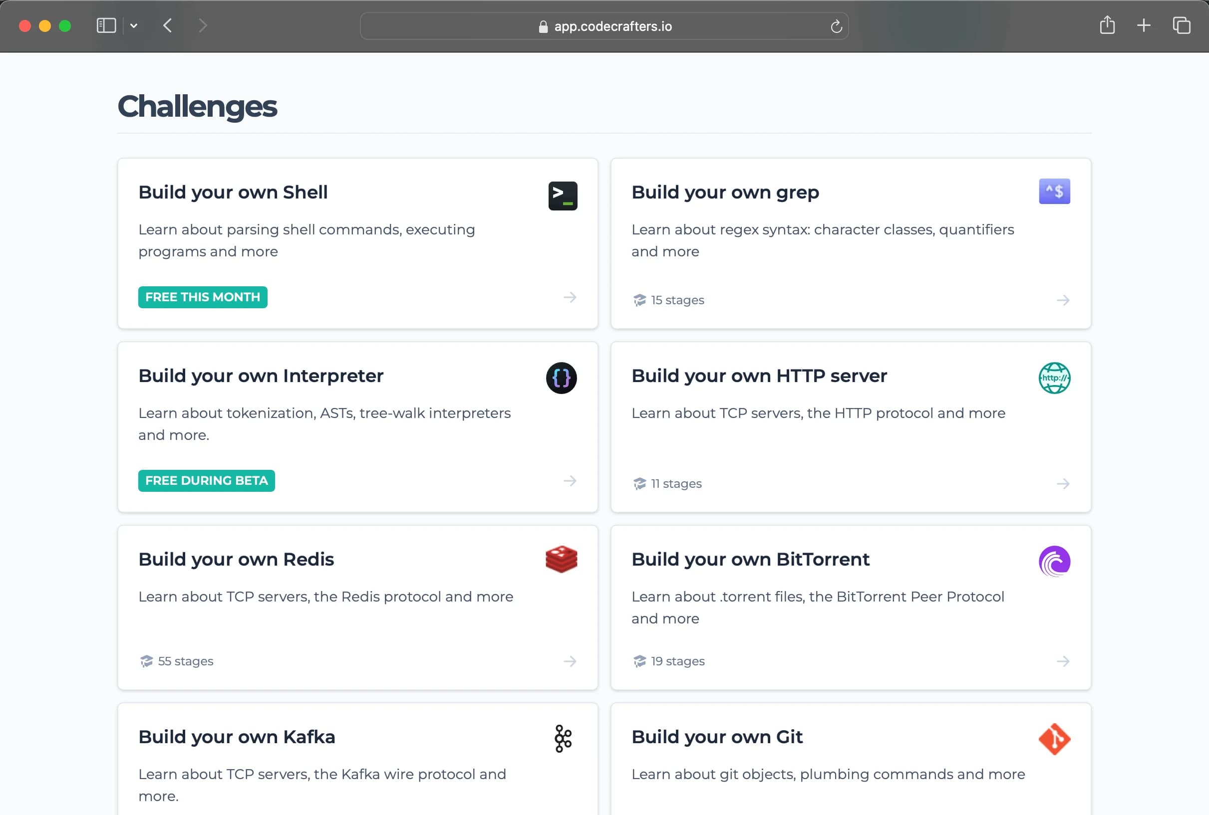CodeCrafters challenges