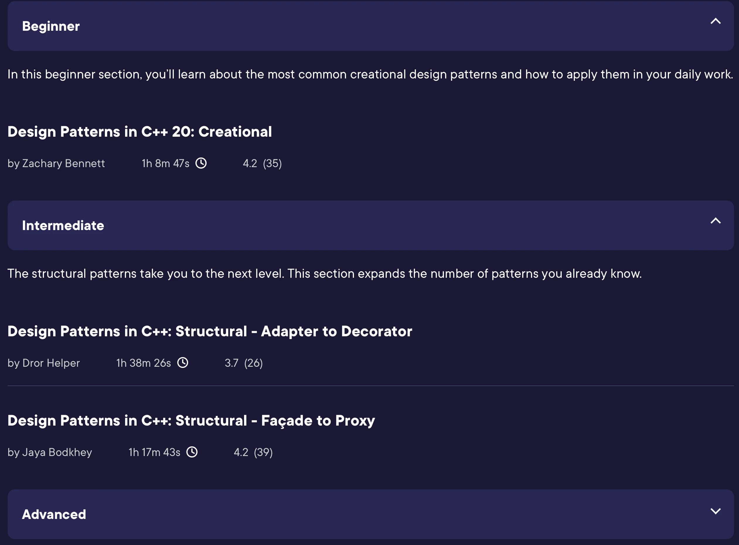 Pluralsight design patterns path.