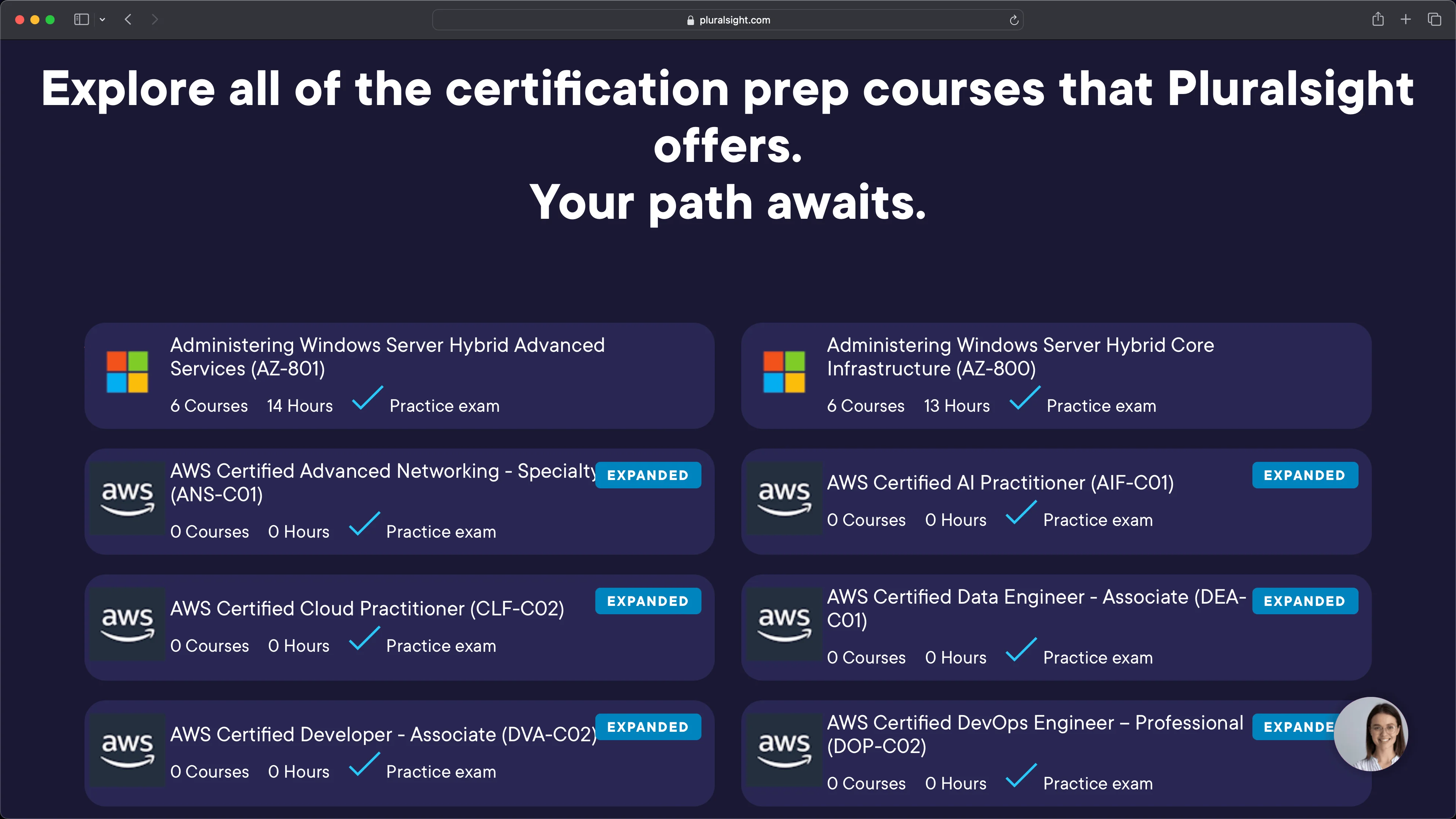 Pluralsight certification prep.